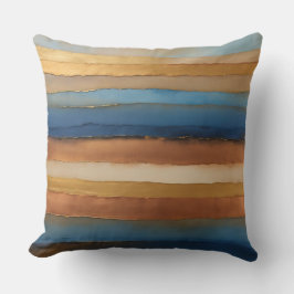 Guld Bronze koppar och blå rand Kudde