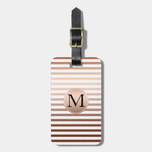 Guld Bronze Rand Ombre Monogram Bagagebricka (Vertikal Framsida)
