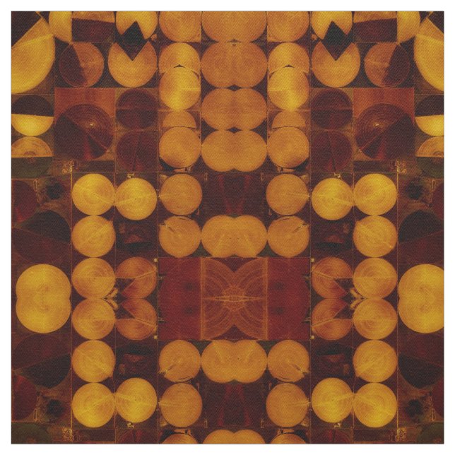 Guld & Brown Abstrakt Circles Fabric Tyg (Provkarta)