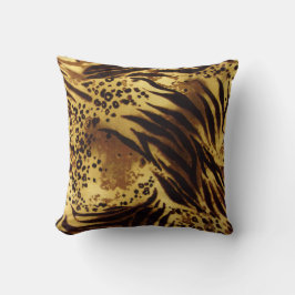 Guld & Brown Animal Tiger Rand Mönster Kudde