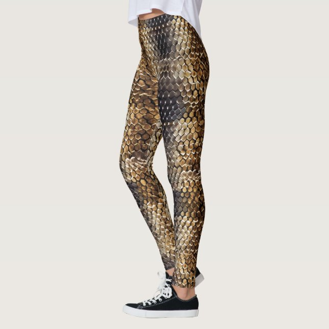 Guld Brown Black Ivory Snake Skin Leggings (Vänster)