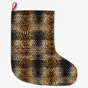 Guld Brown Black Ivory Snake Skin Stor Julstrumpa