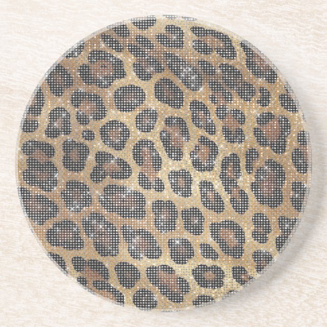 Guld Brown Black Leopard Animal Gnistra Underlägg (Framsidan)