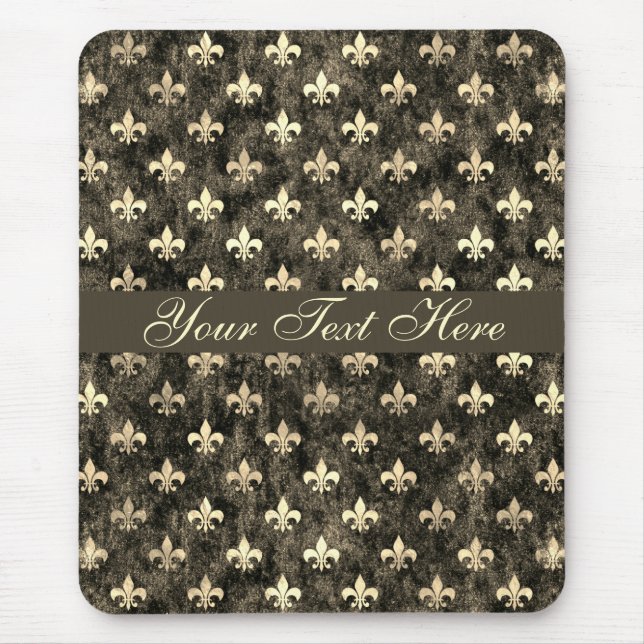 Guld Brown Fleur De Lis Anpassade Mousepad Musmatta (Framsidan)