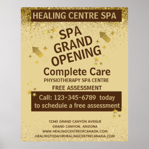 Guld Brown Glittery Physio Center Grand Open Poster