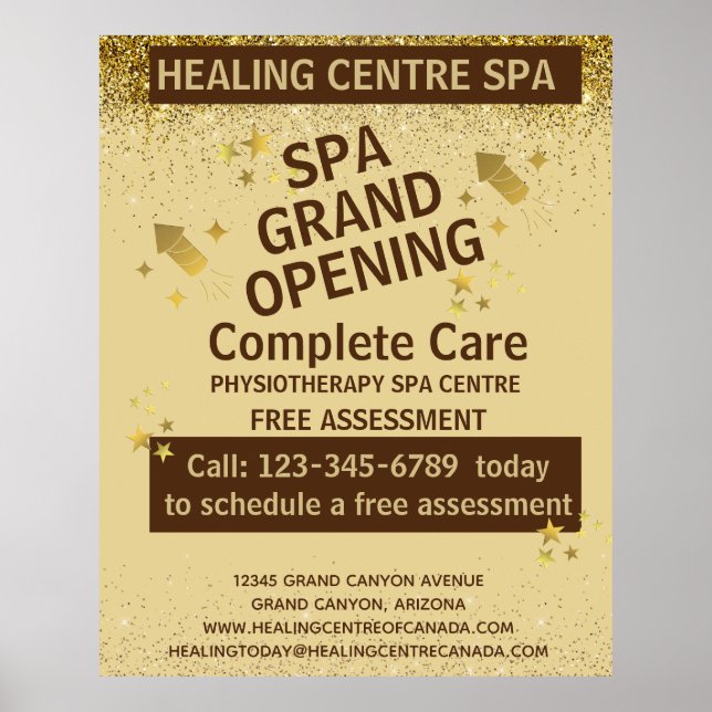 Guld Brown Glittery Physio Center Grand Open Poster (Framsidan)