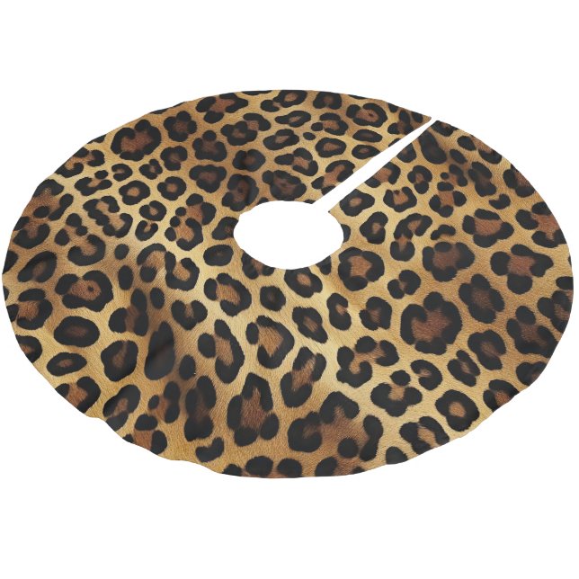 Guld Brown Leopard Animal print Julgransmatta Borstad Polyester (Vinklad)