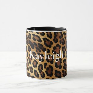 Guld Brown Leopard Animal print Mugg