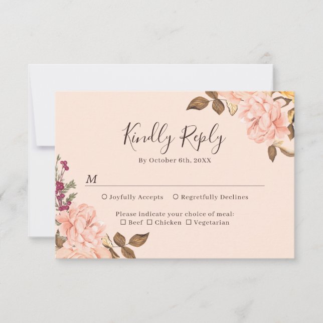  Guld Brown Watercolor Blommigt Fall Wedding OSA Kort (Framsida)