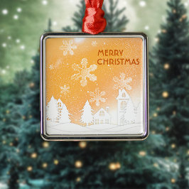 Guld Brown White Snö House God jul Julgransprydnad Metall