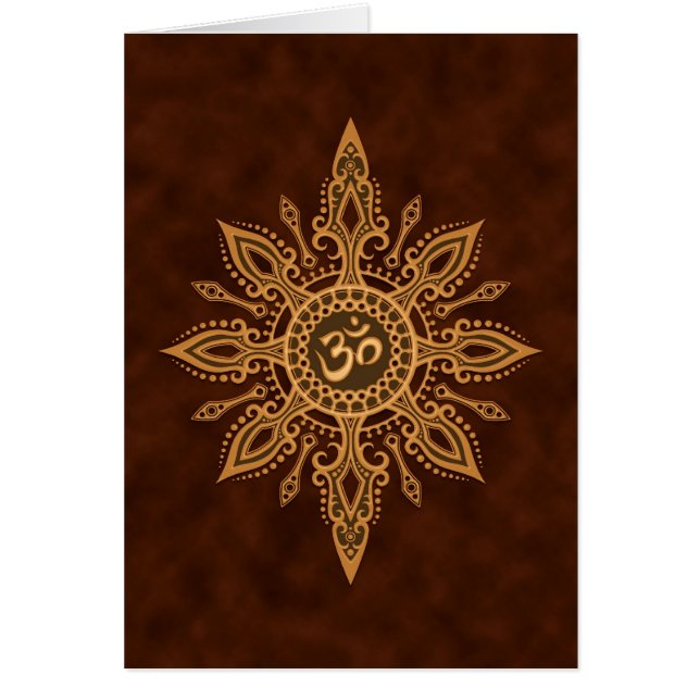 Guld- brun Aum stjärna Hälsningskort (Framsidan)
