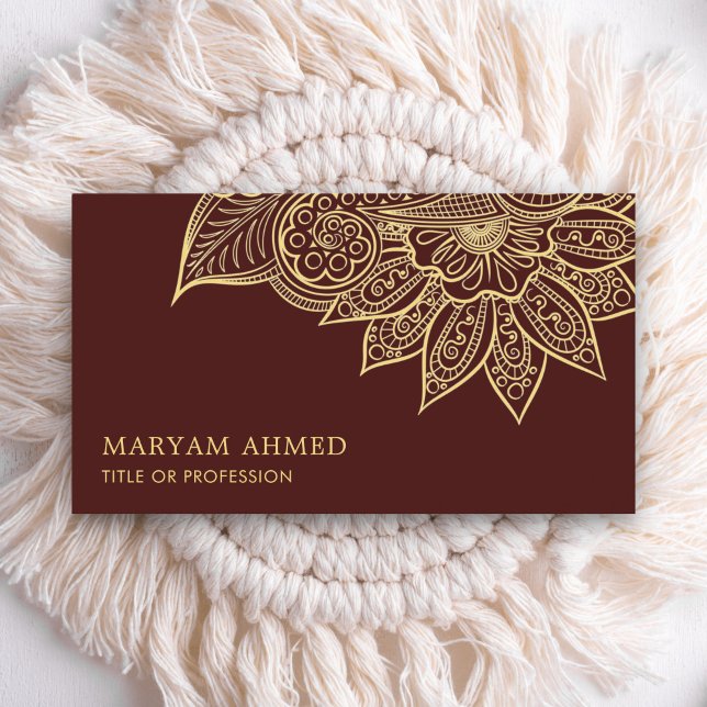 Guld Brun Henna Mehndi Islamisk Visitkort (Skapare uppladdad)