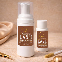 Guld & Brun Lash Tech Schampo Dekal | Lyx Fyrkantigt Klistermärke