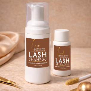 Guld & Brun Lash Tech Schampo Dekal Lyx Fyrkantigt Klistermärke