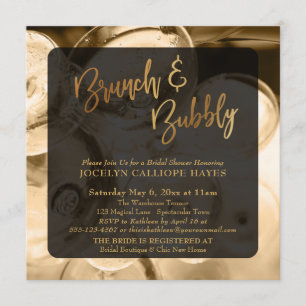Guld Brunch & BubLY Champagne Photo Inbjudningar