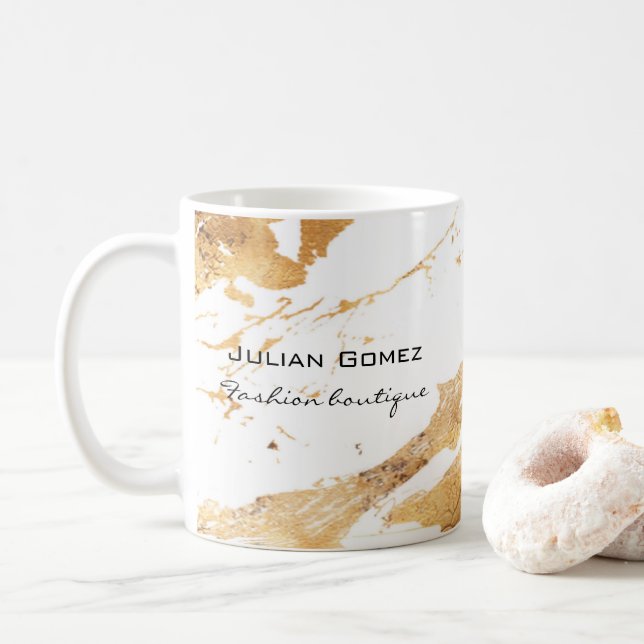 Guld brunmarvit kaffemugg (Med munk)