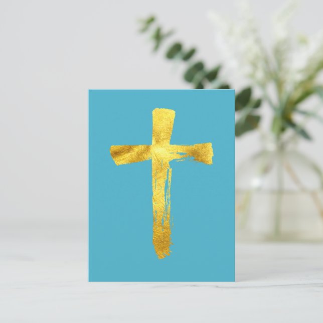 Guld Brush Kor - Kristus Jesus Crucifix Helg Vykort (Stående Fram)