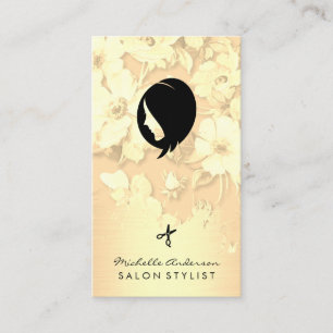 Guld Brushed Elegant Guld Blommigt Hair Salon Visitkort