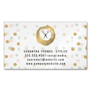 Guld Brushed GLITTER POLKA DOTS Magnetiska Visitkort