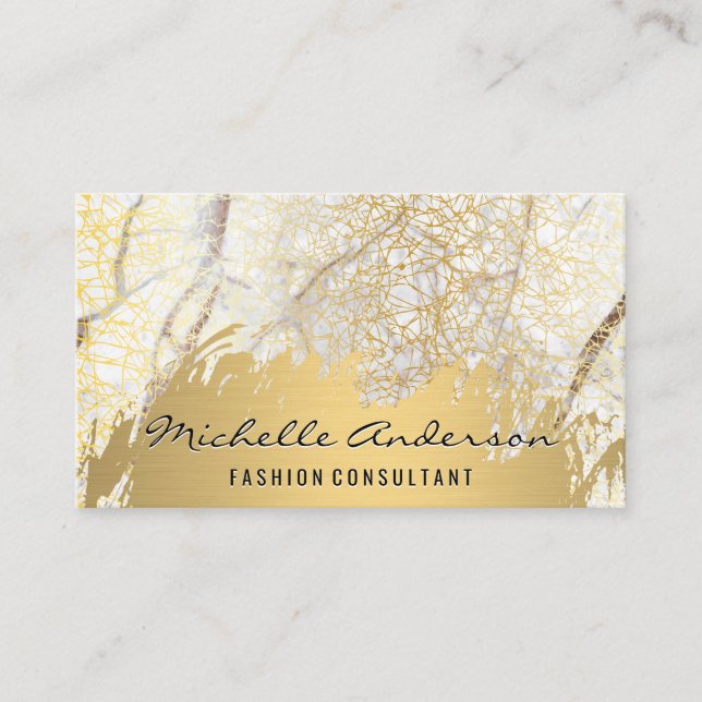 Guld Brushed | Guld Struktur | Marble Background Visitkort (Framsida)