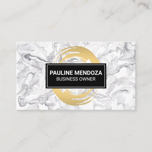 Guld Brushed | Marble Background Visitkort (Framsida)