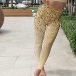 Guld Brushed Metall Glitter Leggings<br><div class="desc">En formgivning av chic i trendig med söt guld mousserande glitter på en borstad metallbakgrund i guld.</div>