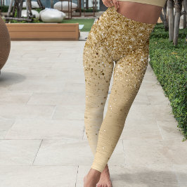 Guld Brushed Metall Glitter Leggings