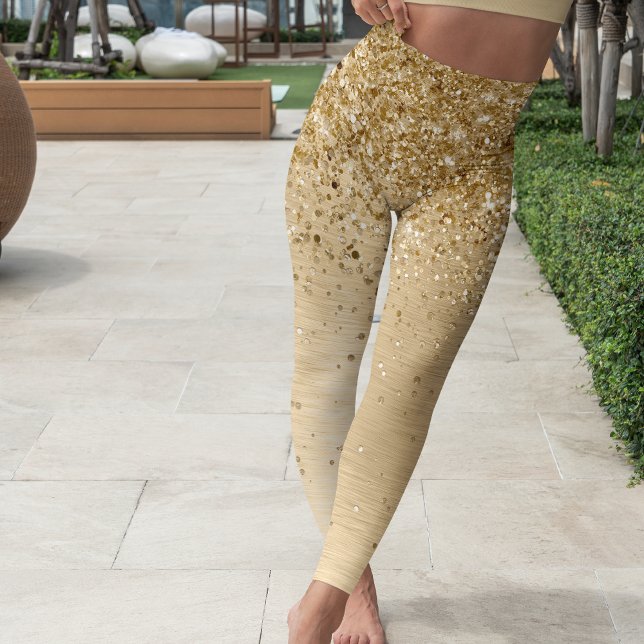 Guld Brushed Metall Glitter Leggings (Skapare uppladdad)