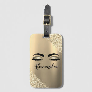 Guld Brushed Metall Monogram Namn och Initial Bagagebricka