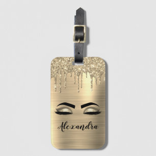 Guld Brushed Metall Monogram Namn och Initial Bagagebricka