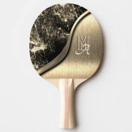 Guld Brushed Metall och Metallic Stone Monogrammed Pingisracket