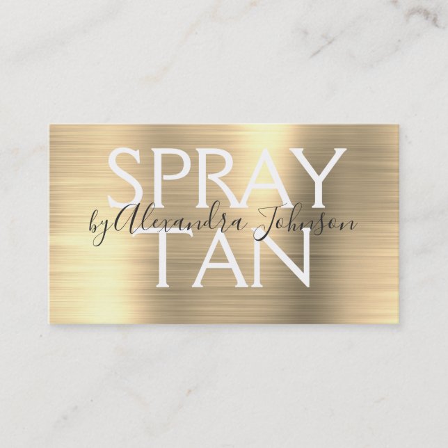 Guld Brushed Metall Spray Tan Visitkort (Framsida)