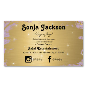 Guld Brushed och Lila med Gnistra Magnetiska Visitkort
