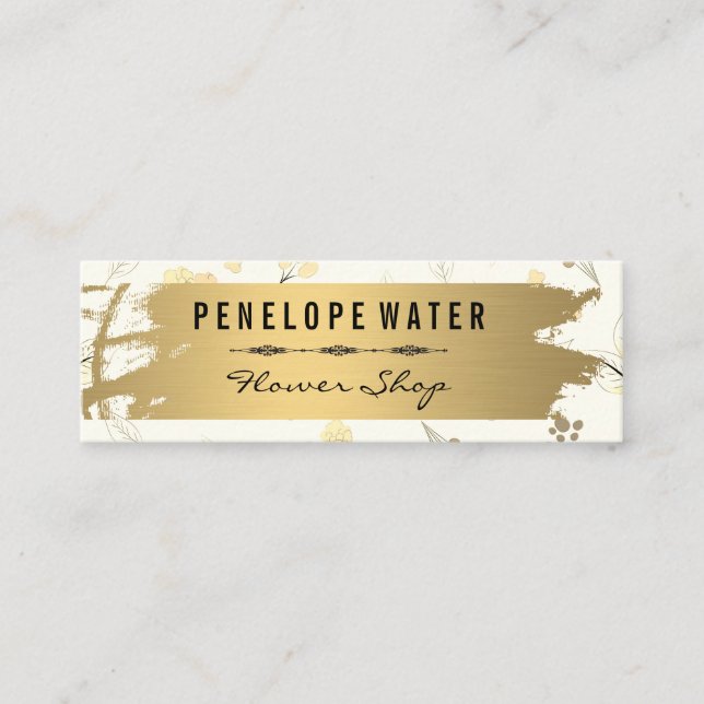 Guld Brushed Seamless Flower Mönster Mini Visitkort (Framsida)