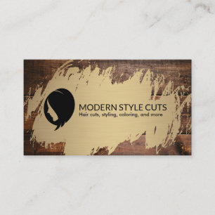 Guld Brushed Trä Hairstylist Barber Visitkort