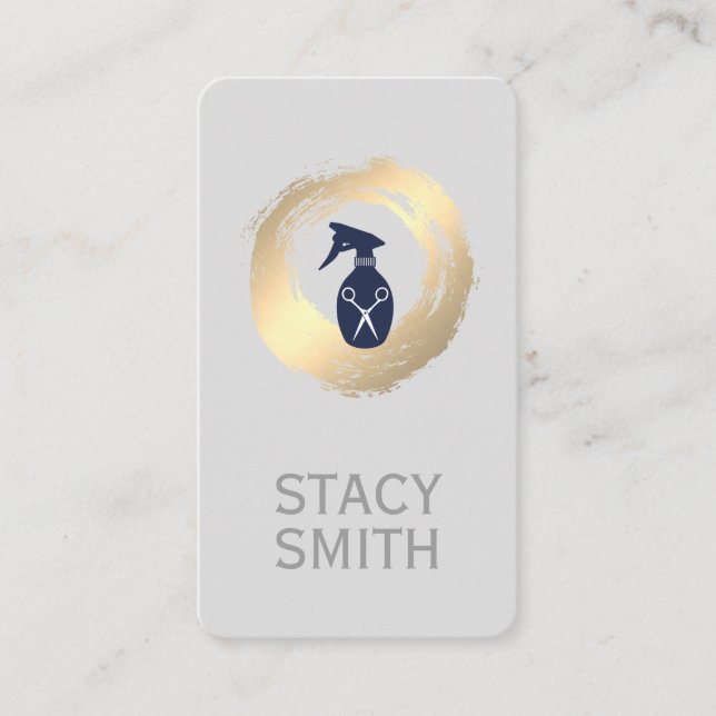 Guld Brushed Vattenflaska Spray Salon Shears Visitkort (Framsida)