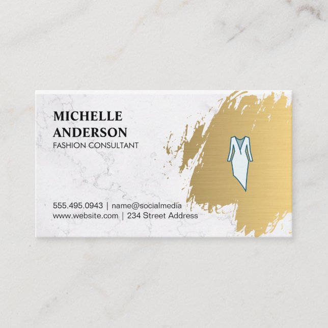 Guld Brushed | Wardrobe Artist | Mode Designer Visitkort (Framsida)