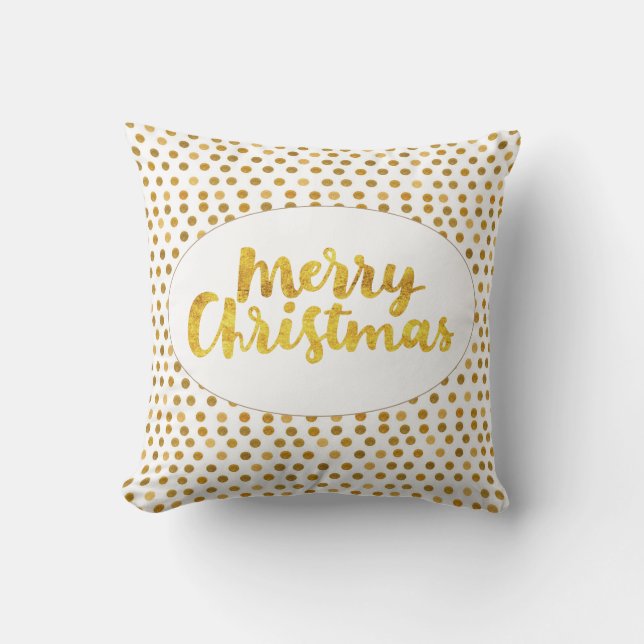Guld Brushscript God jul Dots Mönster Kudde (Framsida)