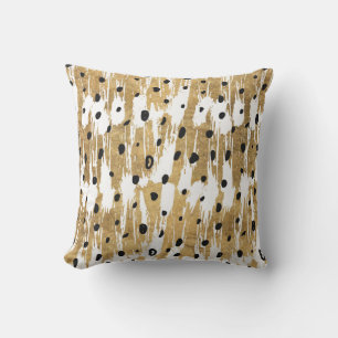 Guld Brushstrokes Modern Artsy Polka dots Kudde