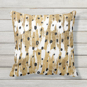 Guld Brushstrokes Modern Artsy Polka dots Kudde
