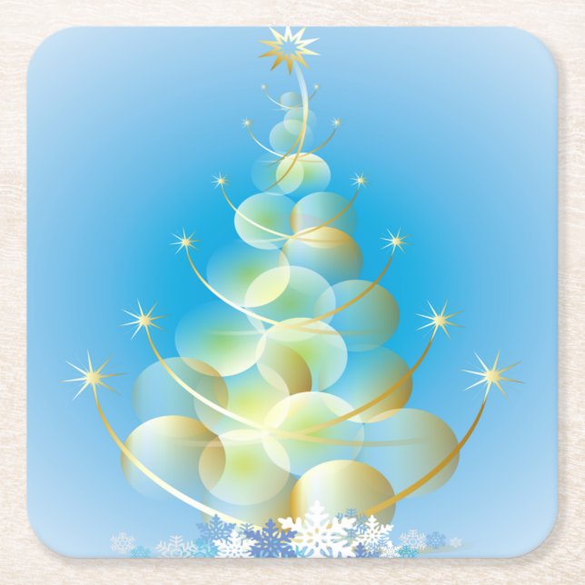 Guld Bubble Modern Art Julgran Underlägg Papper Kvadrat (Framsidan)