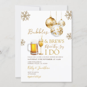 Guld Bubbles & Brews Par Shower för julöl Inbjudningar