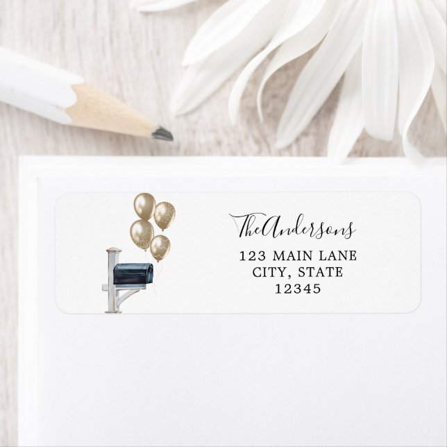 Guld-bubblor i postlåda returadress etikett (Insitu)
