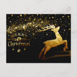 Guld bubblor, renar, Snöflingor God jul Vykort