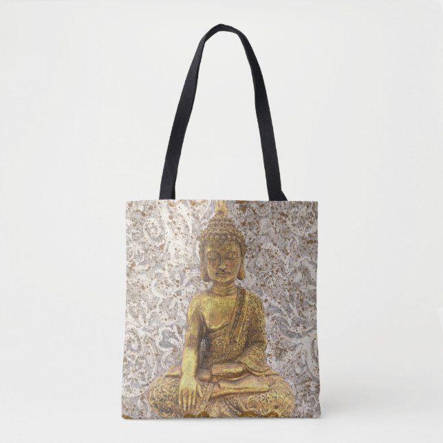 Guld Buddha Blommor Tygkasse (Framsida)