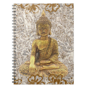 Guld Buddha Gyllene Blommor Blommor Anteckningsbok