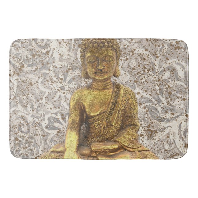 Guld Buddha Gyllene Blommor Blommor Badrumsmatta (Framsidan)