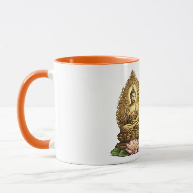 Guld Buddha Lotus Rökelse Andlig Fred Mugg (Vänster)