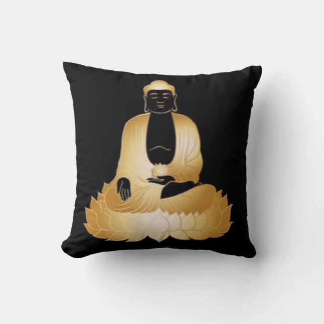 Guld Buddha & Lotusblomma Kudde (Framsida)
