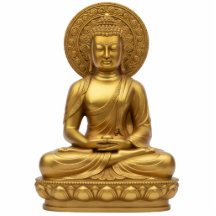 Guld Buddha med nimbus gloria 2D-staty